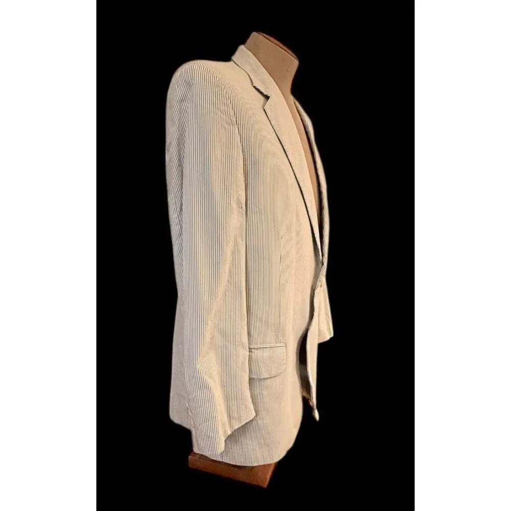 Corbin Men’s Sport Coat Blazer Blue White Seersucker - Picture 5 of 11